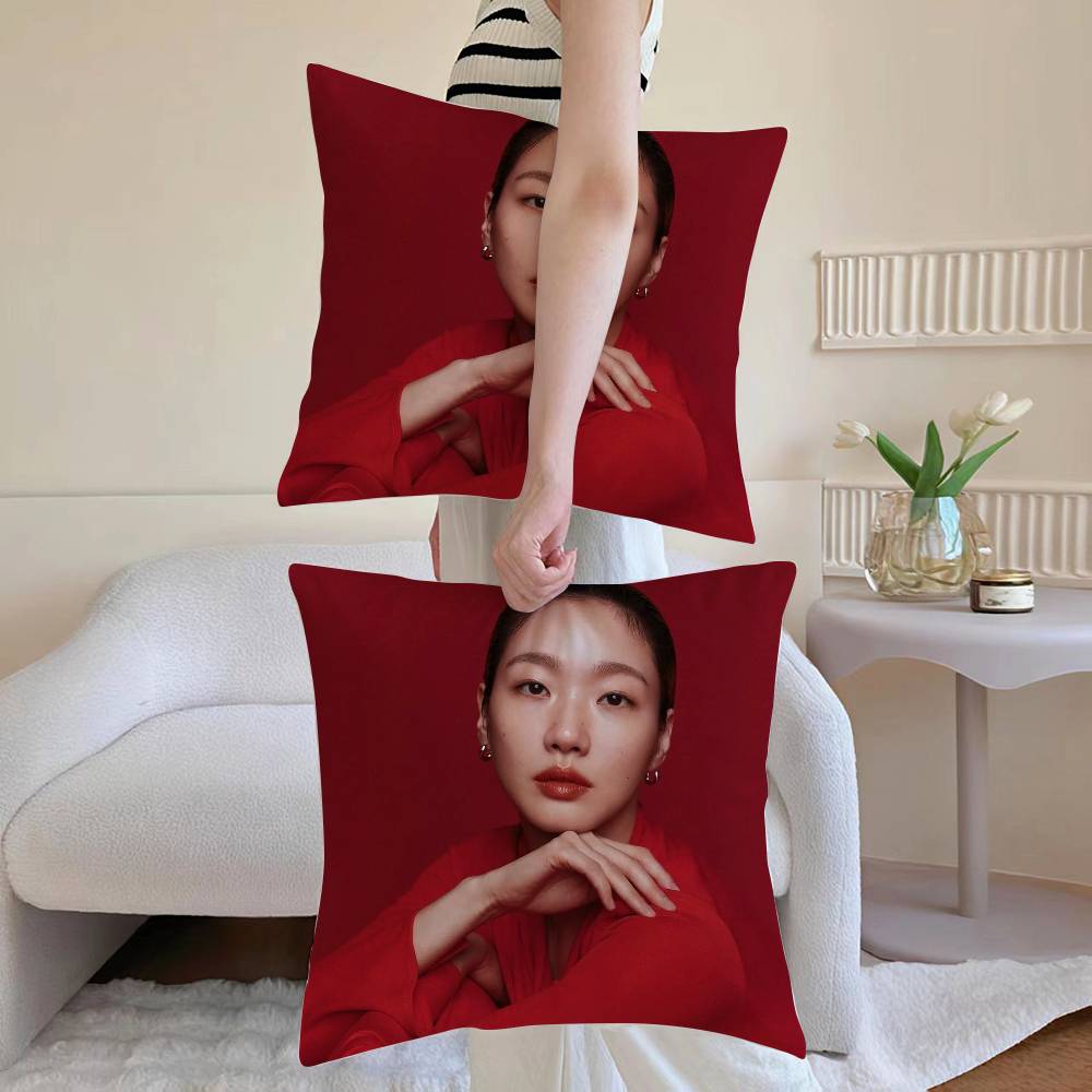 K-Kim Go Eun Pillow Case Anti-dustmite Pillowcase Invisible Zipper Silky Short Plush Sofa Cushion Cover 12x12Inch