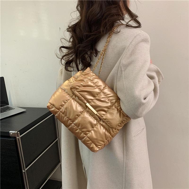 Fashion plaid embroidery thread underarm shoulder bag women's winter new cotton clothing bag light casual portable messenger bag