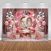 60 Years Old Backdrop Supplies Gold Pink Balloons Glitter Background Banner 60th Birthday Party Decorations Photography Props