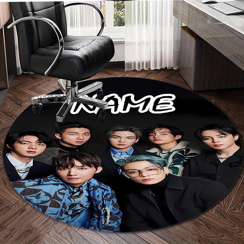 Personalized K-Kpop Team Round Chair Office Rug - Perfect for Mat, Office Chair & More - Ideal Gift for Birthdays and Holidays