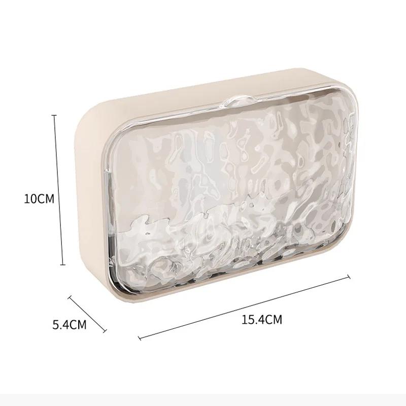 מחזיק סבון לאמבטיה ללא ניקוב, מותקן על הקיר, מארגן מחזיק סבון/ספוג, צלחת סבון עם ניקוז כפול, אביזרי אמבטיה