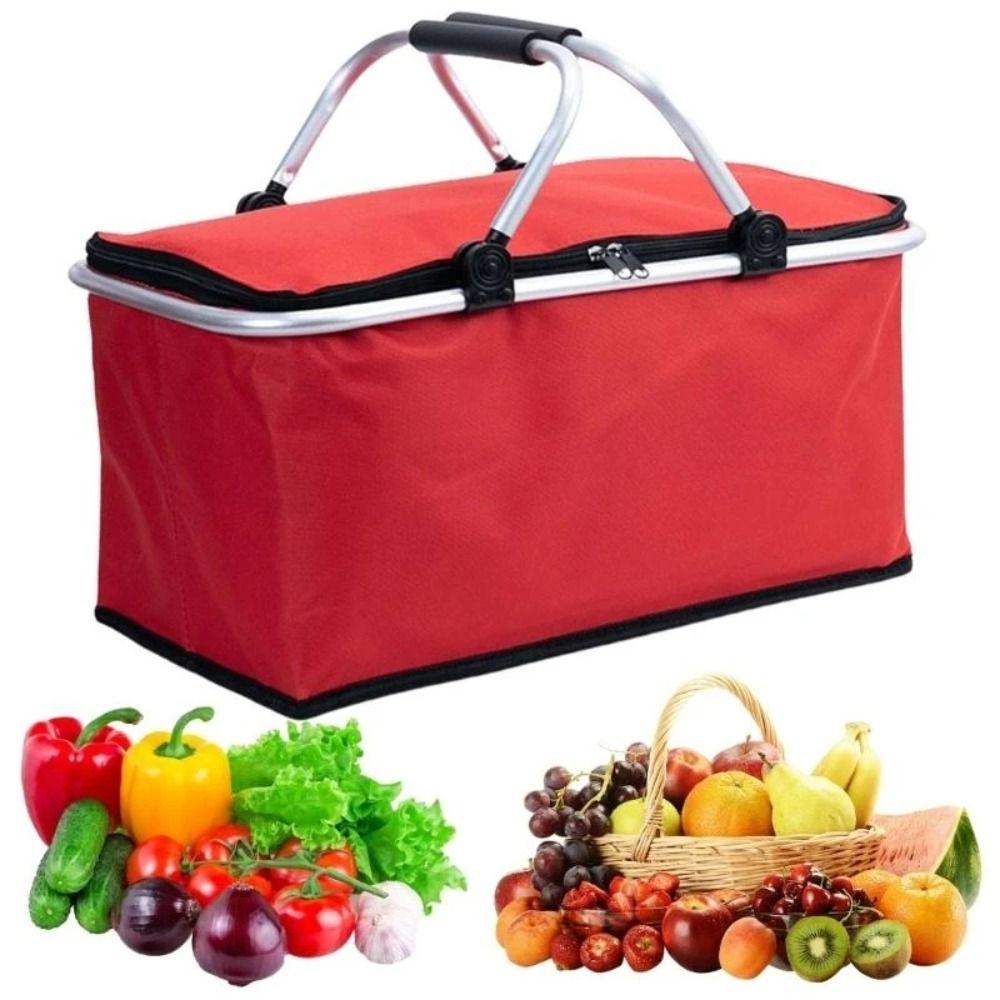 Foldable Picnic Food Bag 30L Insulation Storage Basket Thermal Insulated Bag  Camping