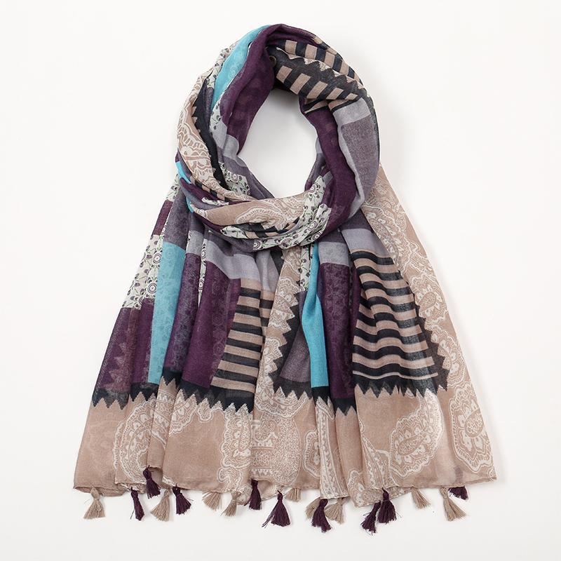Návrhář Značka Ženy Šála Klasický potisk Dáma Šály Bavlna Měkké Oversize Hidžáby Krk Čelenka Tassel Foulard