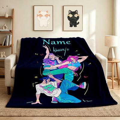 Custom Name Dance Party Flannel Blanket Throw Blanket Soft Warm Sofa Bed Home Decor Unique Gift