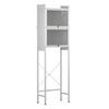 Ruimtebesparend 3-laags Opbergkastje Boven Toilet met Deuren Geen Boor Installatie Waterdicht Stofdicht Metaal Grote Capaciteit Drie Laags Frame & PVC