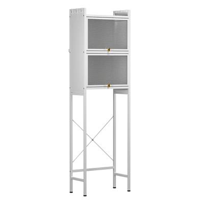 Platzsparender 3-stufiger Aufsatzschrank für über der Toilette mit Türen, ohne Bohren zu montieren, wasserdicht, staubdicht, Metall, große Kapazität, dreistufiger Rahmen & PVC