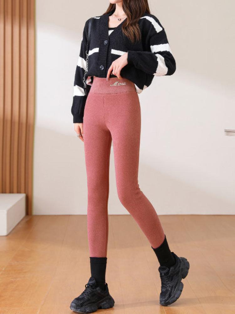Leggings invernali eleganti Pantaloni a vita alta Leggings termici in velluto da donna Ispessiti Casual Pantaloni caldi Pile Elasticizzato Abiti spessi