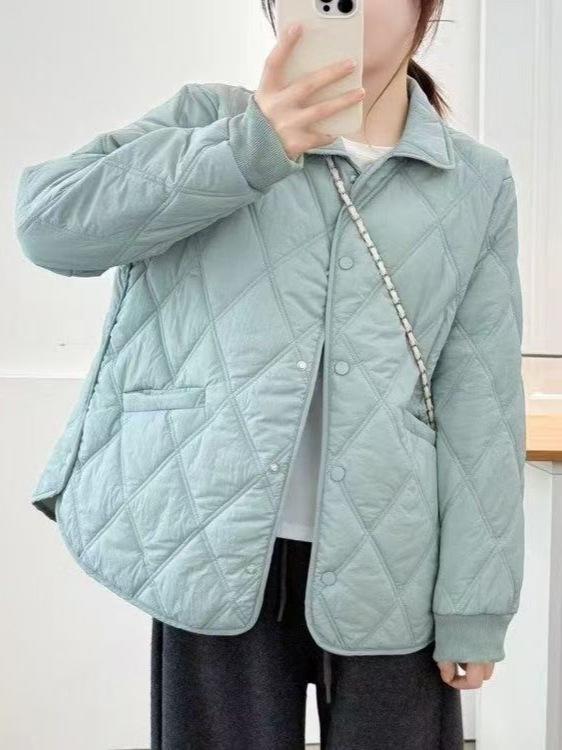 Plus Size Women's Slimming Autumn/Winter Lightweight Cotton Lapel Jacket