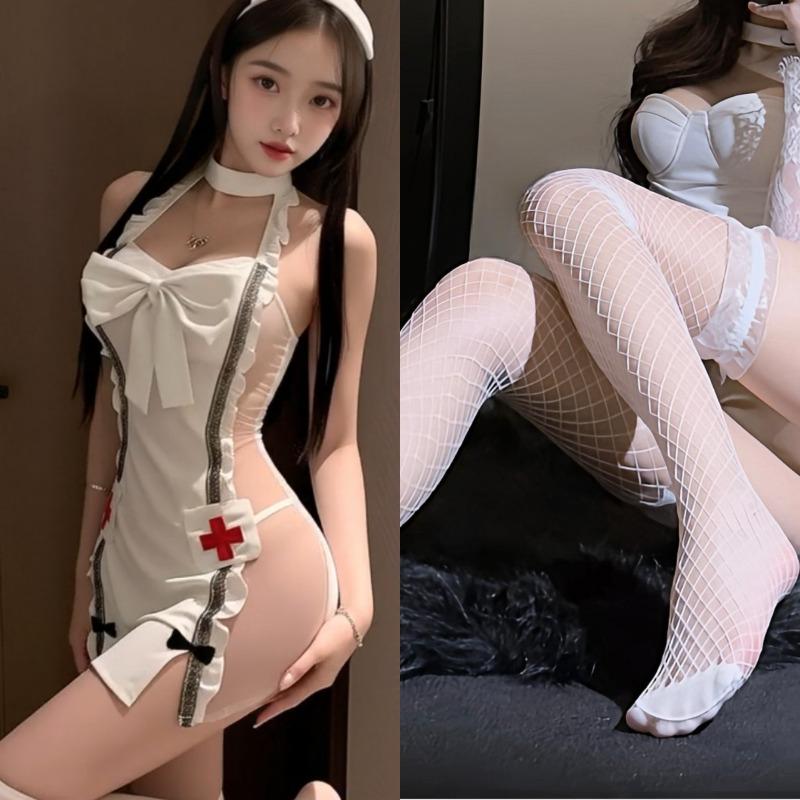Sexy lingerie sexy nurse uniform back perspective hip shorts pajamas passion free robe 0