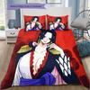 Anime One Piece Cartoon Pattern Bedding Quilt Set Quilt Cover Pillowcase Home Birthday Gift(1 * Duvet Cover + 2 * Pillowcase, Without Core)