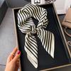 Fashion geometric stripe simulation silk scarf women's spring and summer simple professional wear scarf women's gift high-end silk scarf
