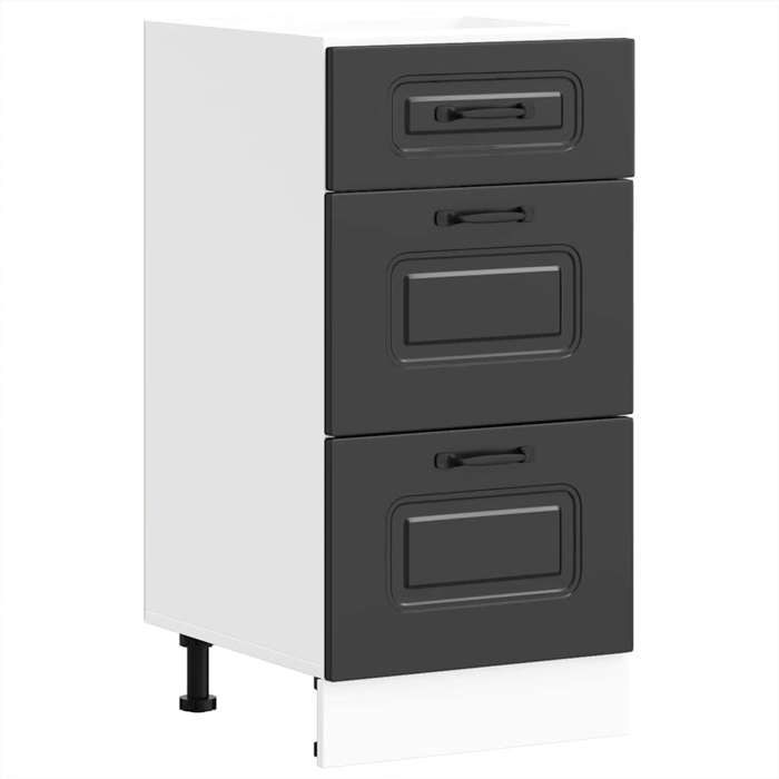 VidaXL Kitchen Cabinet Kalmar Black Engineered Wood, Sink Cabinet, Kitchen Cabinet with Drawer, Kitchen Cabinet At 854241