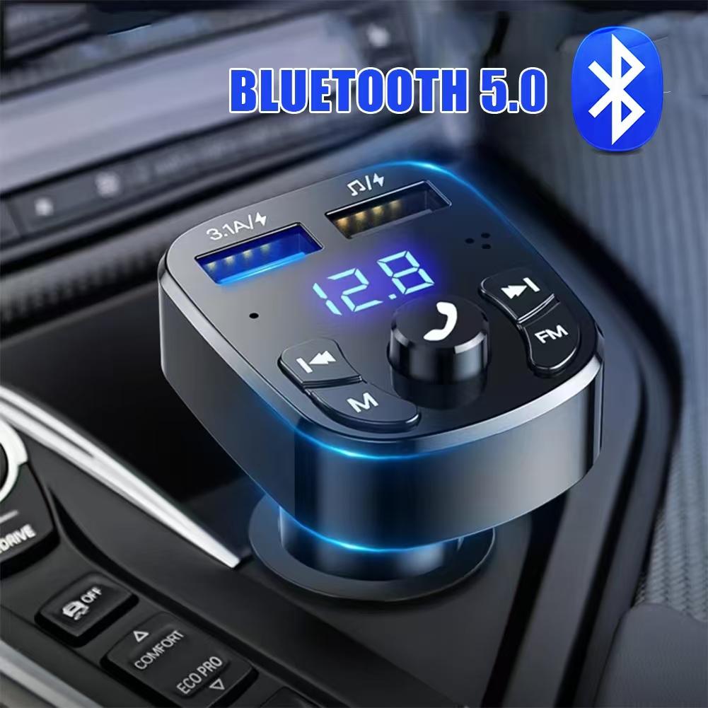 Auto Hands-free Bluetooth-kompatibel 5,0 FM Sender Auto Kit MP3 Modulator Player Freisprecheinrichtung Audio Empfänger 2 USB schnelle Ladegerät
