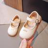 "2025 Spring Girls' Solid Color High Heel Leather Shoes - Little Princess Performance Style"
