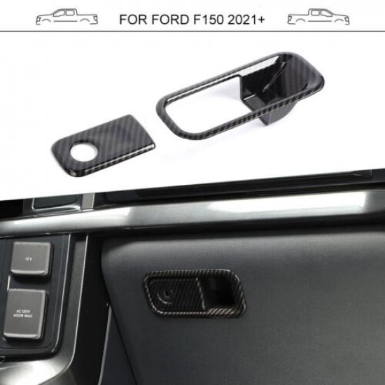 Carbon fiber Dash Storage Handle Glove Box Switch Cover Trim For Ford F150 +