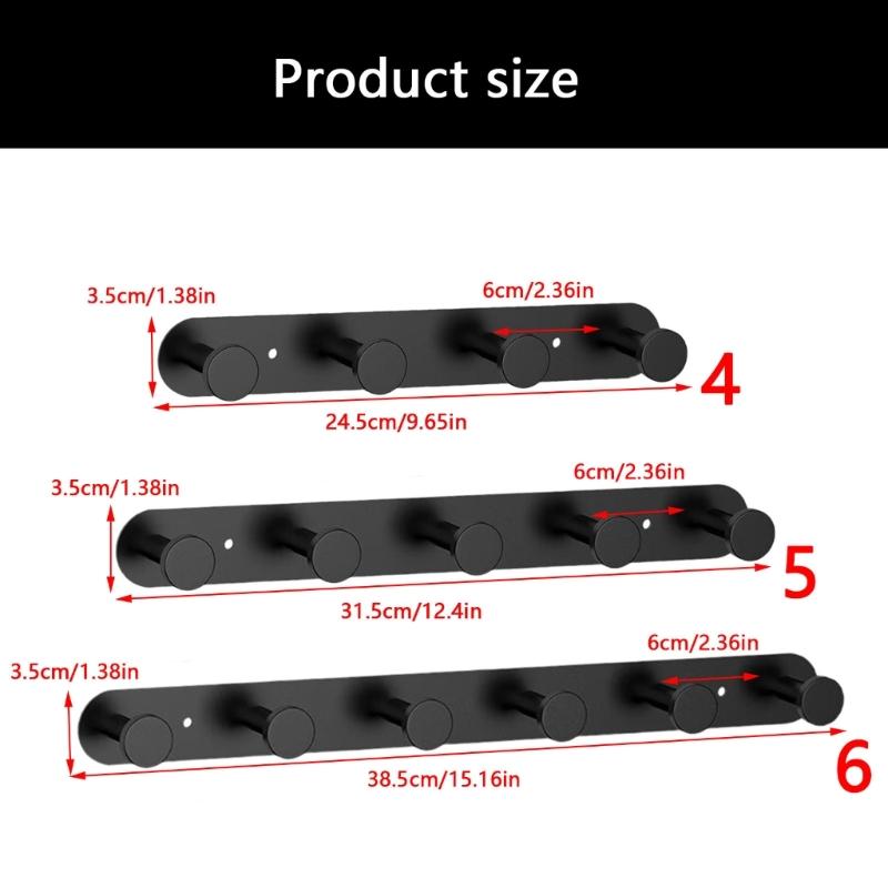 652F Wall Mounted Hanger Stainless Steel Multiple Hook Organiser For Coat Bags Kitchen Bathroom Bedroom Accessory