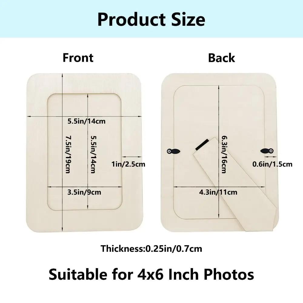 DIY Wooden Picture Frames 6inch Standing Photo Frames with Display Stand Photo Postcard Home Table Decoration