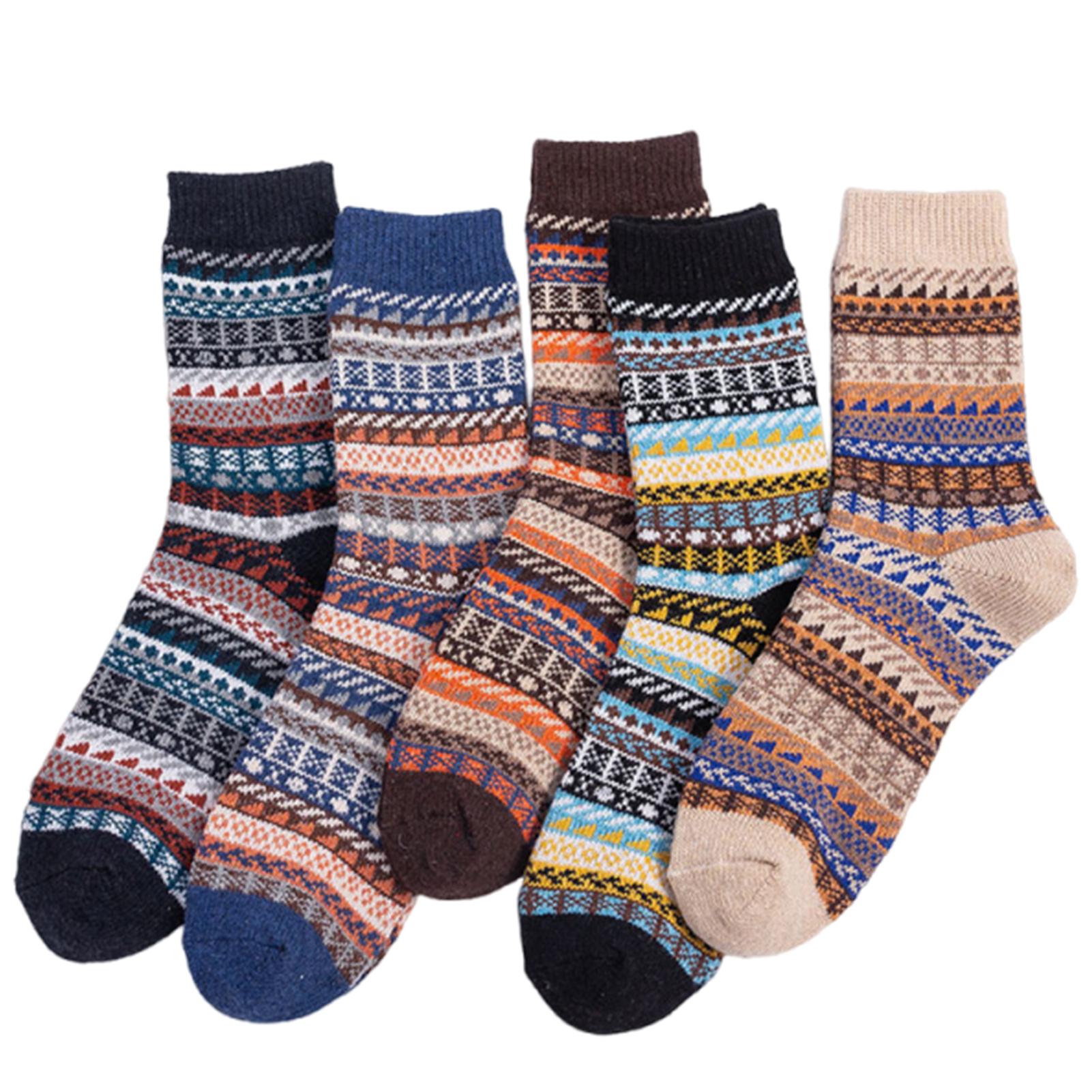 

5 пар Унисекс Шерстяные Вязаные Зимние Носки Винтажные Утепленные Дышащие Домашние Носки Мягкие Комфортные Носки до Щиколотки для Мужчин Женщин Повседневная Носка