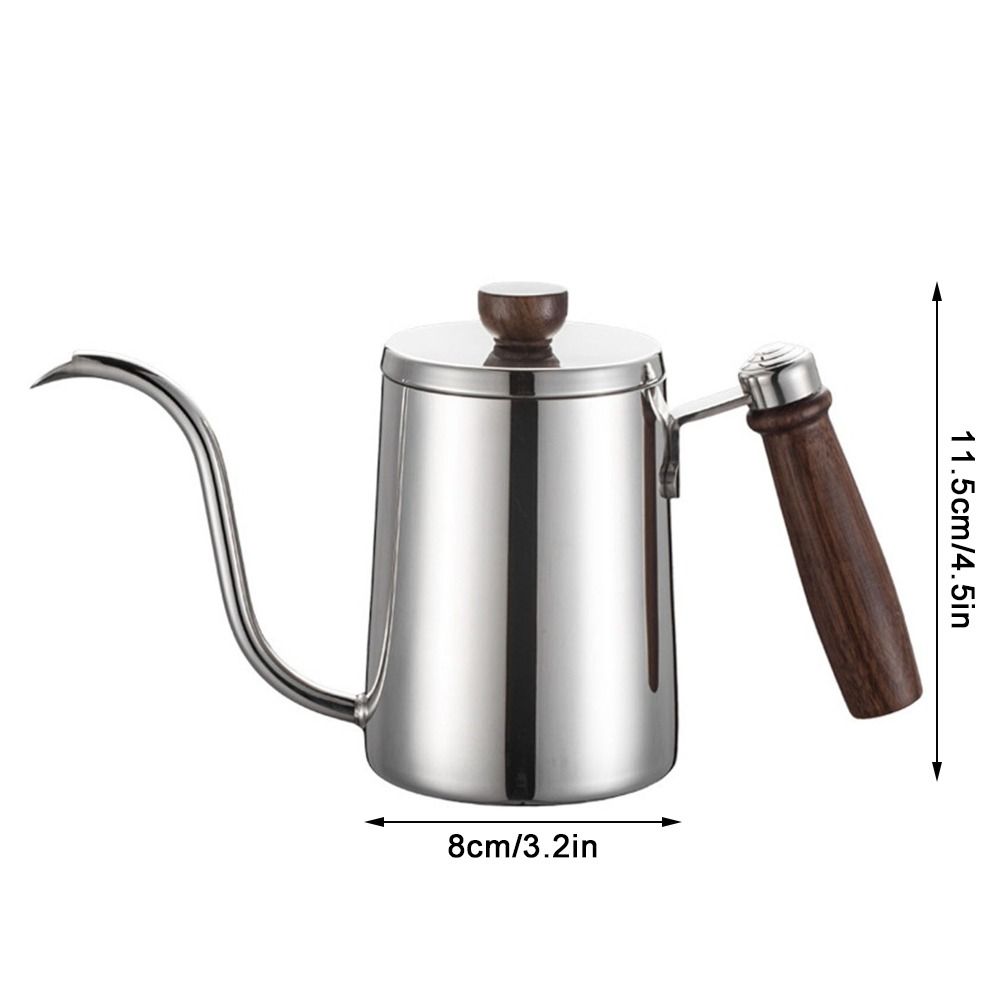 Drip Spout Gooseneck Coffee Kettle Wooden Handle Stainless Steel Teapot Pour Over Kettle  Home Use