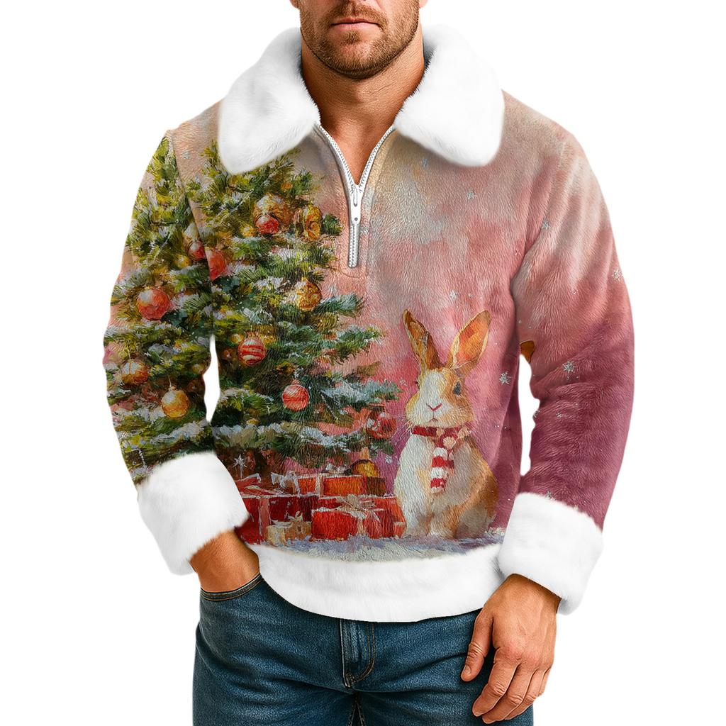 Men's  Leisure  Half   Zipper  Flip  Collar  Hoodie