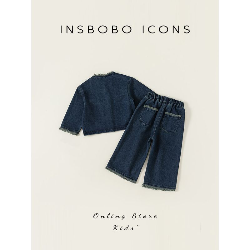 Girls' Autumn Clothing Suits Girls' Clothing Suit Fashionable Kids Denim Suit Autumn 2024 New Arrival Girls' Clothes