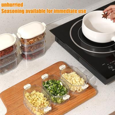 5-Tier Sealed Spice Organizer Stackable Spice Storage Boxes Airtight Seasoning Organizer with Clear Divided Compartments for Kitchen Spices Herbs