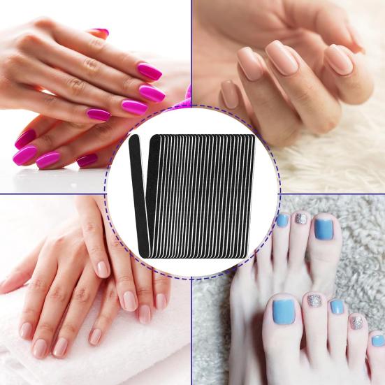 20/100 ks Dřevěné pilníky na nehty 100/180 zrnitost Kompaktní Přenosné Víceúčelové DIY Jednorázové pilníky na nehty Sada manikúrních nástrojů