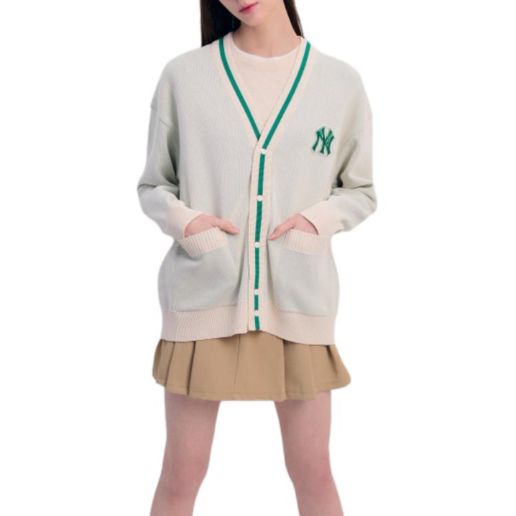 MLB Gorpcore Knitwear Women's Cream V neck Moderate Cardigan 3AKCV0141-50CRD