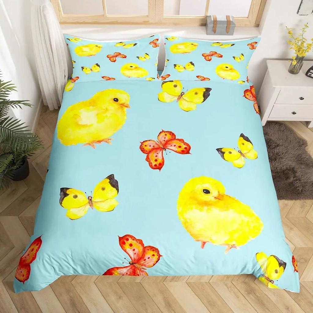Lovely Duck Beding Set 2-3Pcs Bedrom Comfortable Quilt Cover Set Single Double Sized Dimensions Polyester Soft Duvet Cover Pilowcase for Adult People