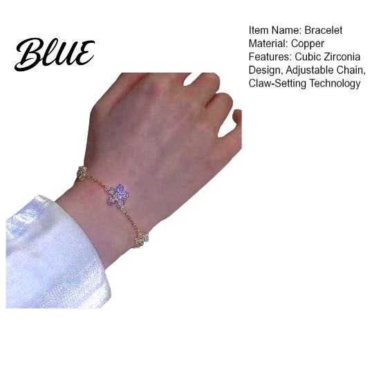 Women Bracelet Bracelet Flower Design with Claw-Setting Cubic Zirconia Inlaid