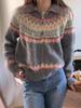Korean Retro Fair Isle Knit Cardigan - Women's Autumn/Winter 2026 Loose Style