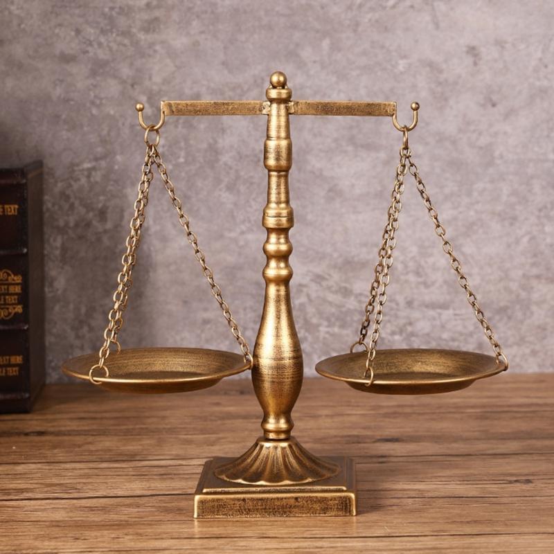 Libra Jewelry Tower Retro Balance Scale Sculpture Justice Scale for Law Students Attorneys Judges Lawyer Office Decors