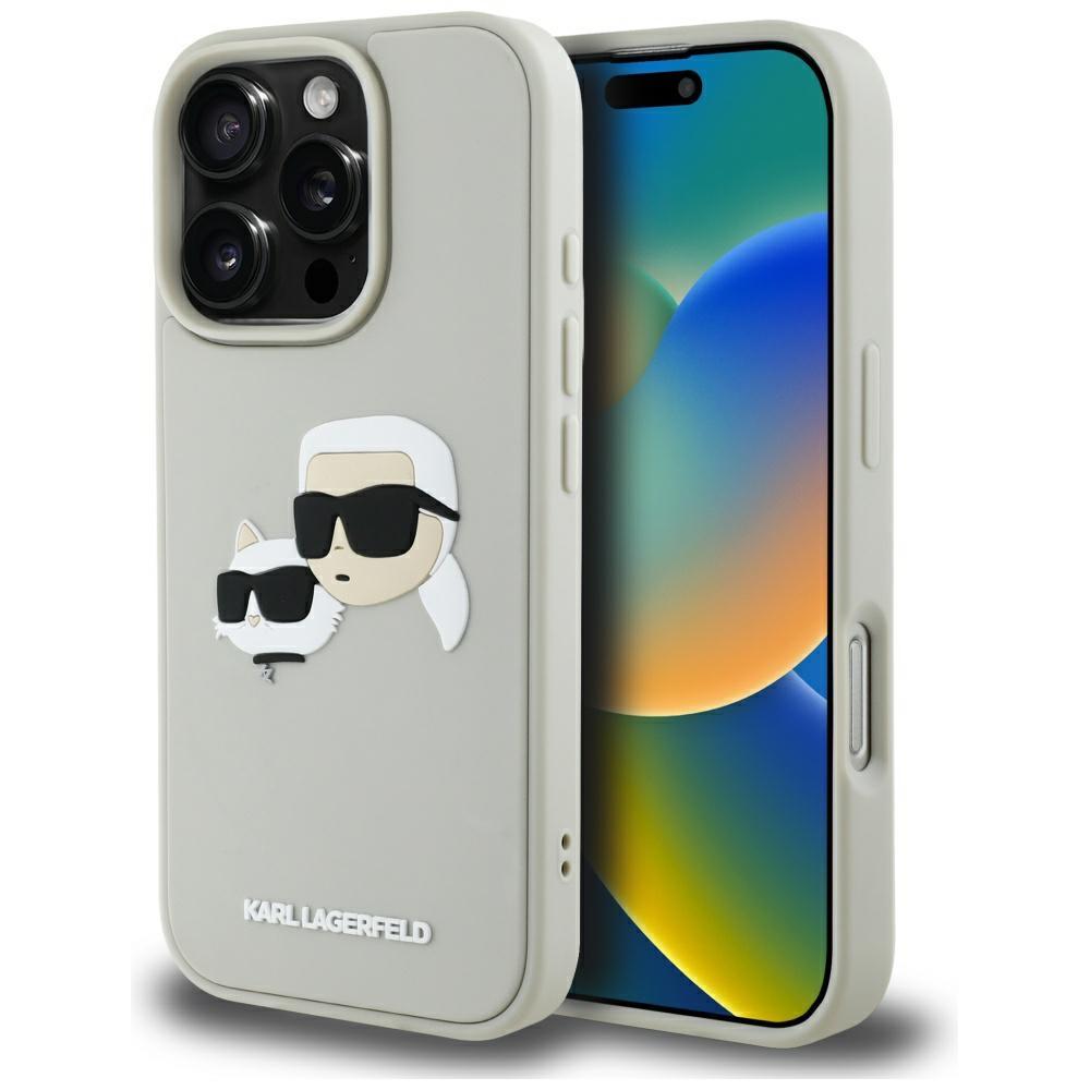 Karl Lagerfeld Hc 3D Rubber Double Heads Case For Iphone 16 Pro Max Beige