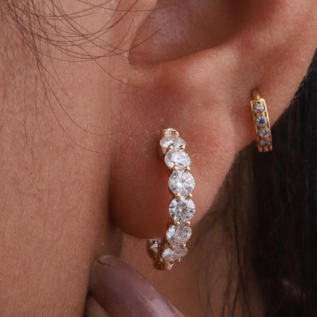 High-End Diamond-Encrusted Ear Cuffs and Hoops - European & American Fashion Earrings for Women
