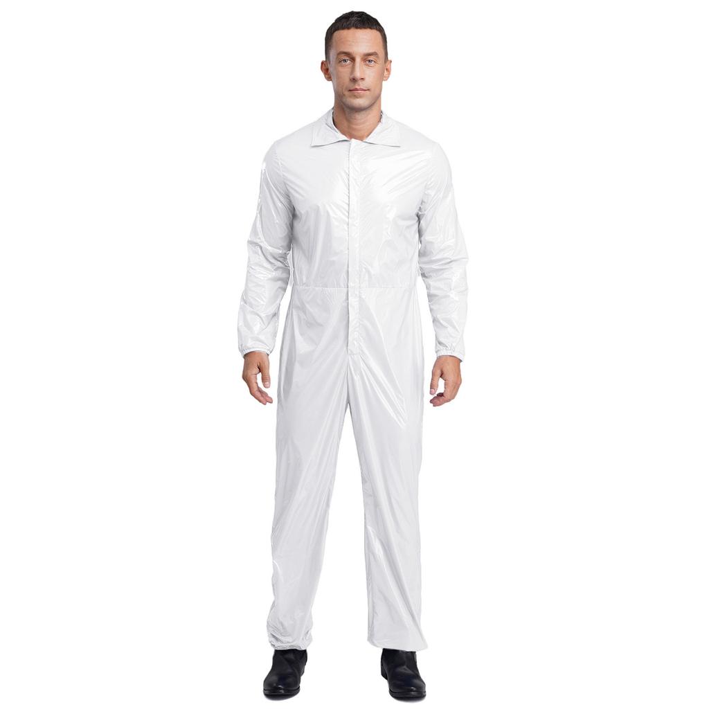 Pánské voděodolné overaly s klopovým límcem, dlouhým rukávem a elastickým pasem vzadu, se zipem