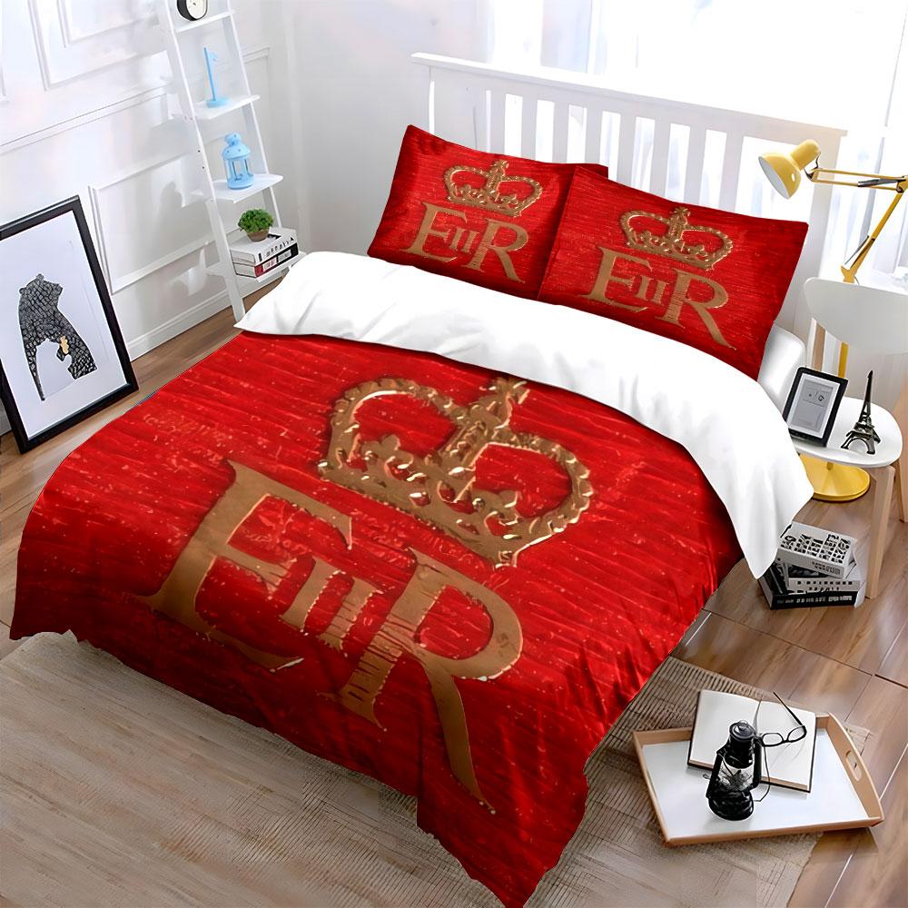 Royal Monogram Red Design Bedding Duvet Cover Set Duvet Cover Pillowcases (1*Duvet Cover 2*Pillowcases, Without Duvet Insert)