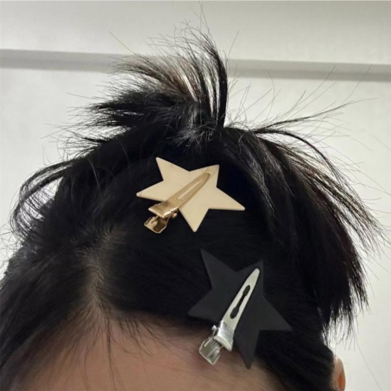 5Pieces No Bend Hair Clip No Crease Hair Clip Acrylic Star Hairpin Sweet Cool Y2K Duckbill Hair Barrettes for Women
