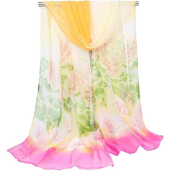 Pokeedioty Scarfs for Women Lightweight Fashion Floral Pattern Sheer Scarfs Shawl Wrap Scarves