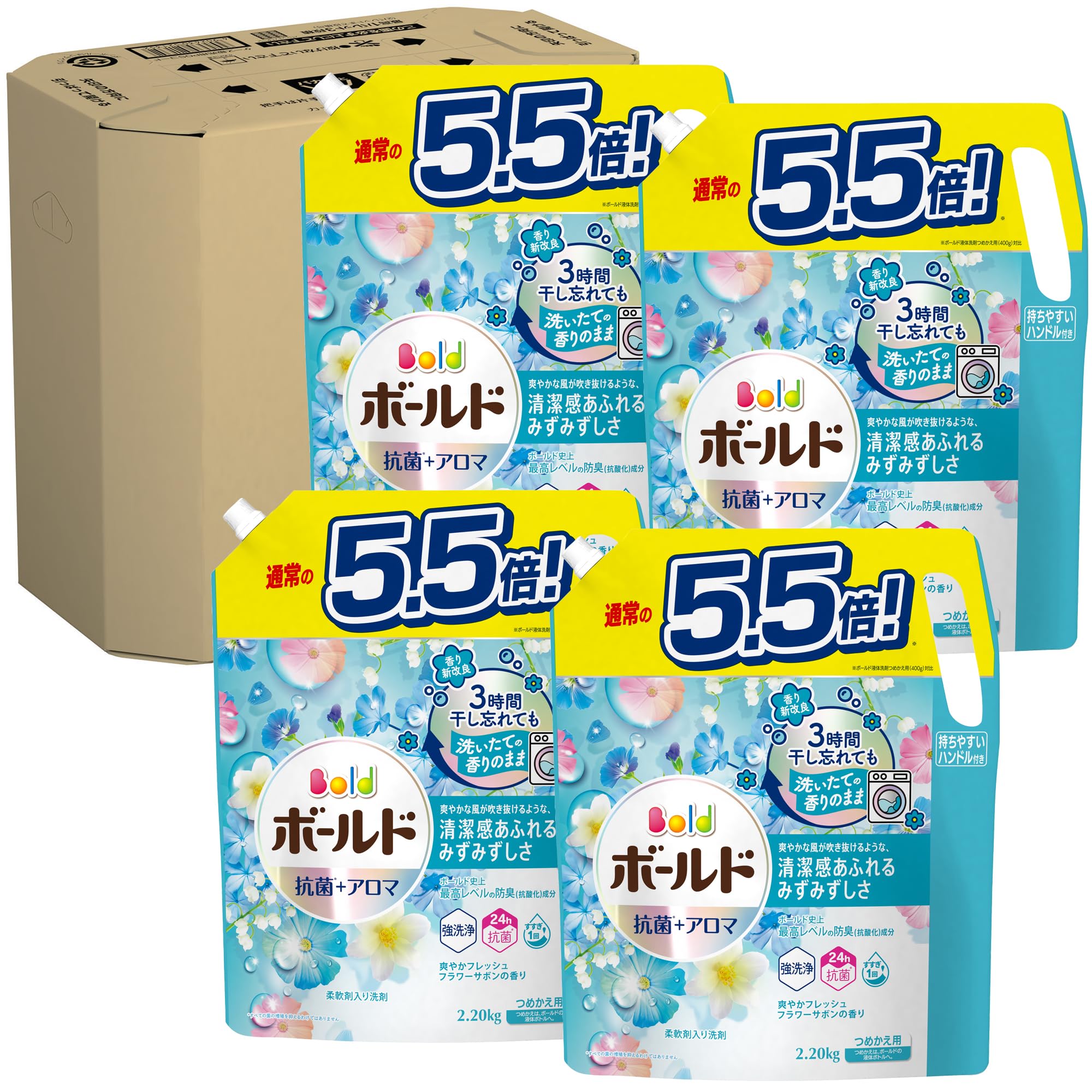

Жидкое моющее средство для стирки Bold Fresh Flower Sapon, сменный блок x 4 пакета [Продается в коробке] [Большая емкость] 2200 г
