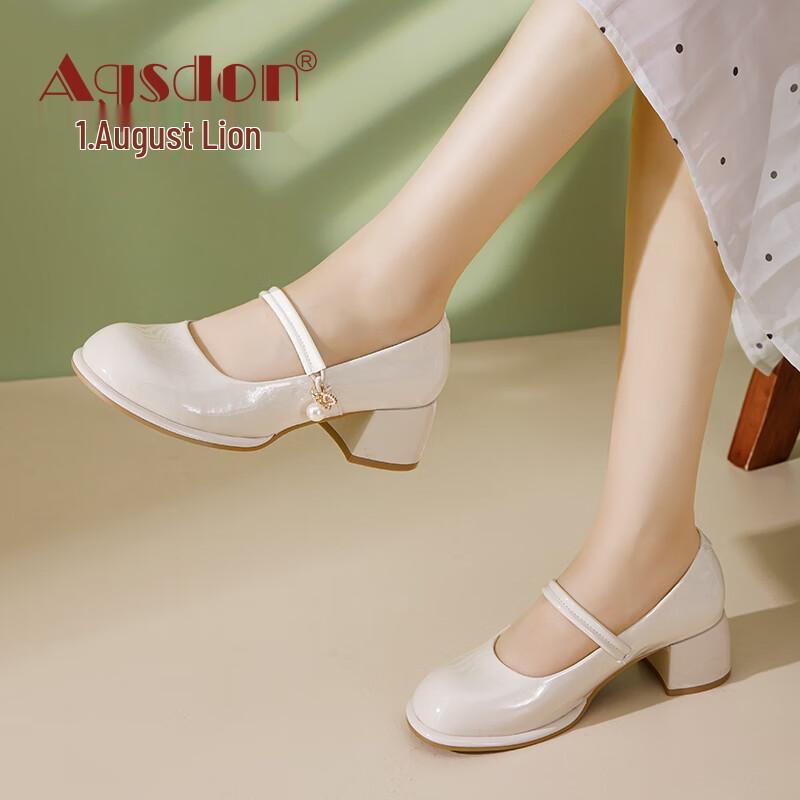 Agsdon Women s Mary Jane Chunky Heel Shoes 36