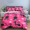 Black Cats and Pink Hearts Bedding Duvet Cover Set Duvet Cover Pillowcases  (1*Duvet Cover 2*Pillowcases, Without Duvet Insert)