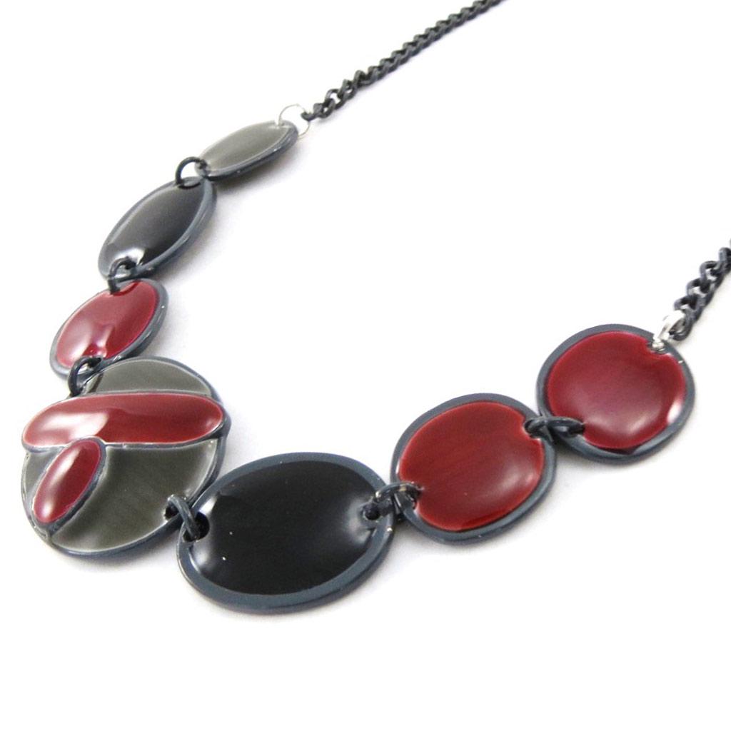 NOA [J1985] - Collier Créateur 'Arlequin' gris rouge