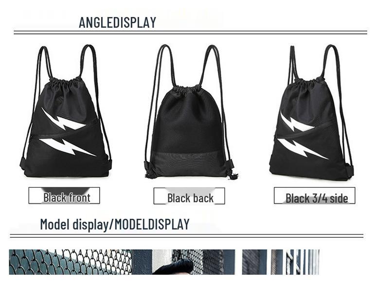 Lightweight Sports Fitness Drawstring Backpack with Printed Logo for Men