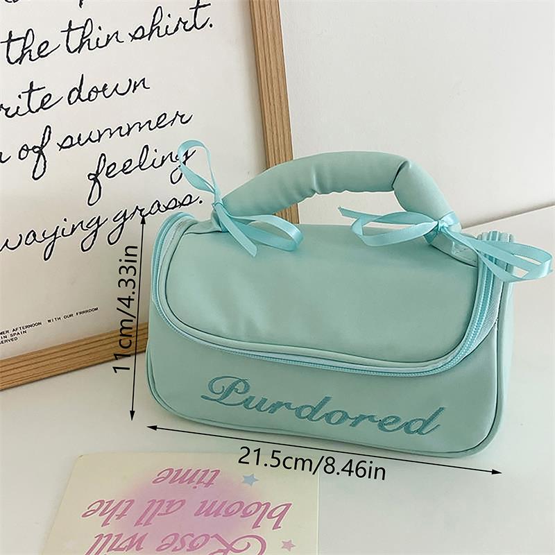 Cute Ballet Style Leather Cosmetic Bags Large Capacity Handbag Travel Portable Storage Bags Toiletry Bags Girly Makeup Bag Gifts