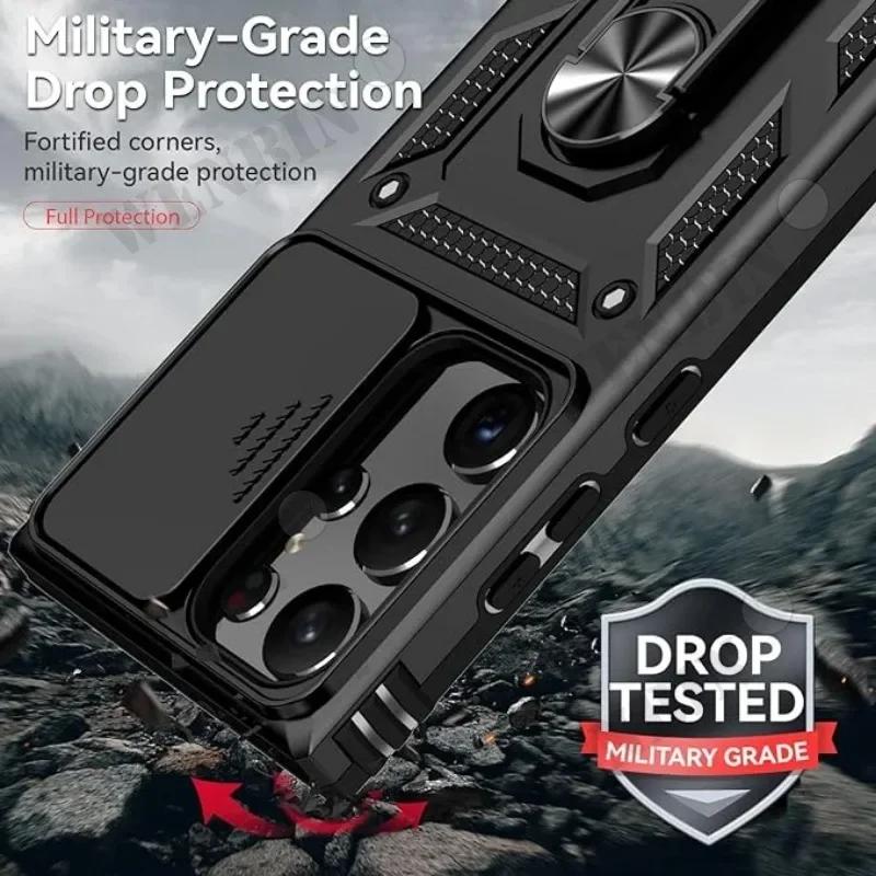 Case For Samsung S25 S24 S23 S22 Ultra Plus S24 FE A56 A36 Heavy Duty with Camera 360 Degree Rotate Kickstand Shockproof Cover