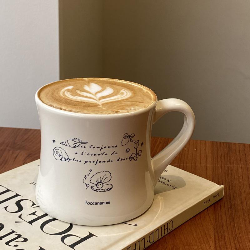 Medieval Retro, Seaside Shell Conch Ceramic Niche Small Waist Simple Coffee Cup Gift