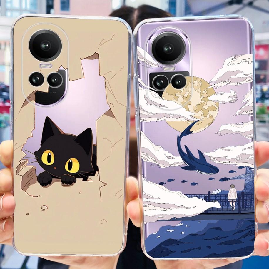 For Oppo Reno 10 Pro 5G Case Reno 10 Phone Case Fashion Flower Cartoon Clear Silicone Shockproof Cover For Reno10 Pro Plus Coque