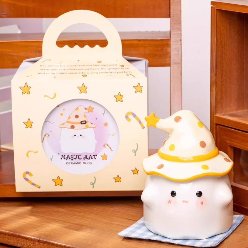 Quirky Ghost Ceramic Mug with Lid - Unique Birthday or Graduation Gift for Her
