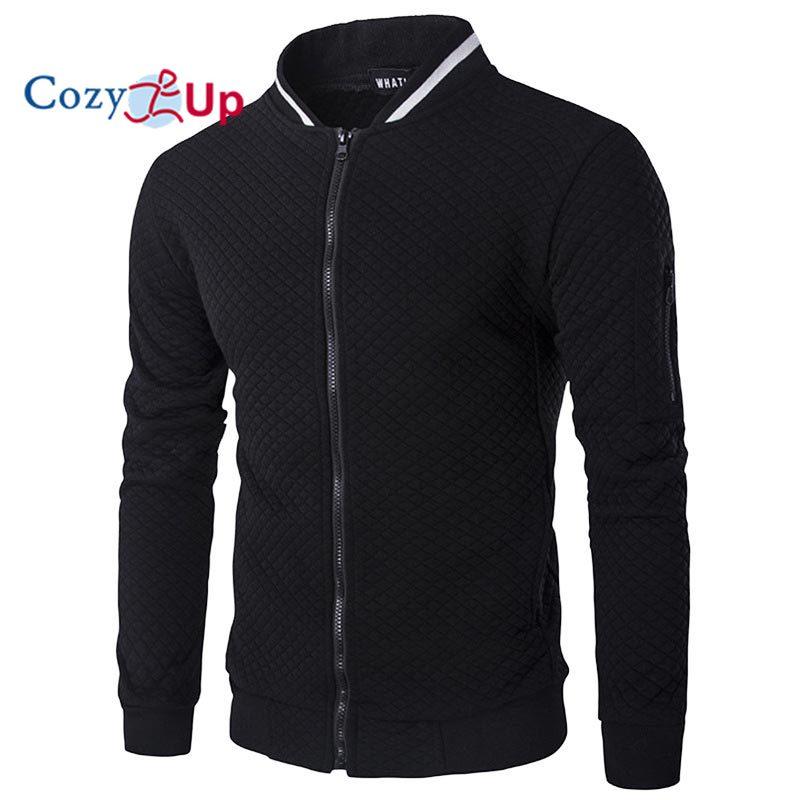 Cozy Up גברים של בדיקת יהלום צבע רוכסן סטנד צווארון קפוצ'ונים ז'קט סווטשירט