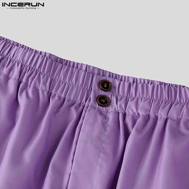 INCERUN Men Casual Loose Elastic Waist Printing Long Pants Trousers with Pockets